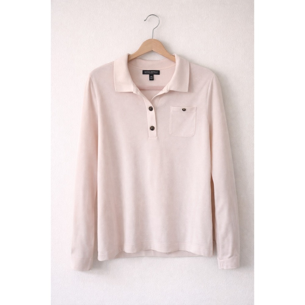 Banana Republic Merino Wool Sweater XXL Ivory Polo Quiet Luxury Minimalist Soft - Picture 2 of 7